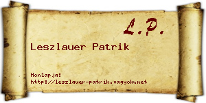 Leszlauer Patrik névjegykártya